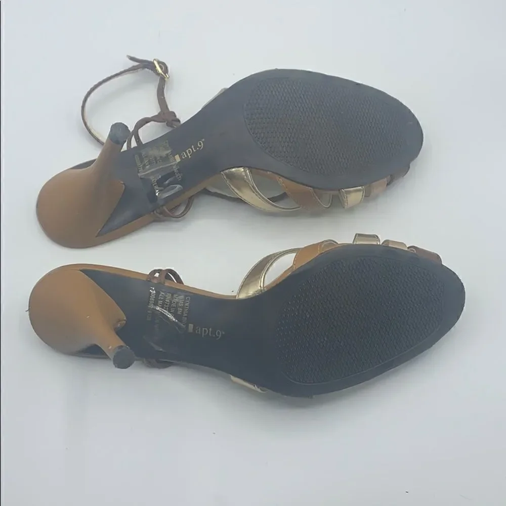 Apt. 9 gold and brown sandal heel size 8